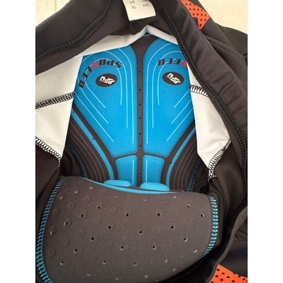 Sponeed Cycling Team Size XL Bike Padded Shorts NWT Black Orange - Picture 5 of 9